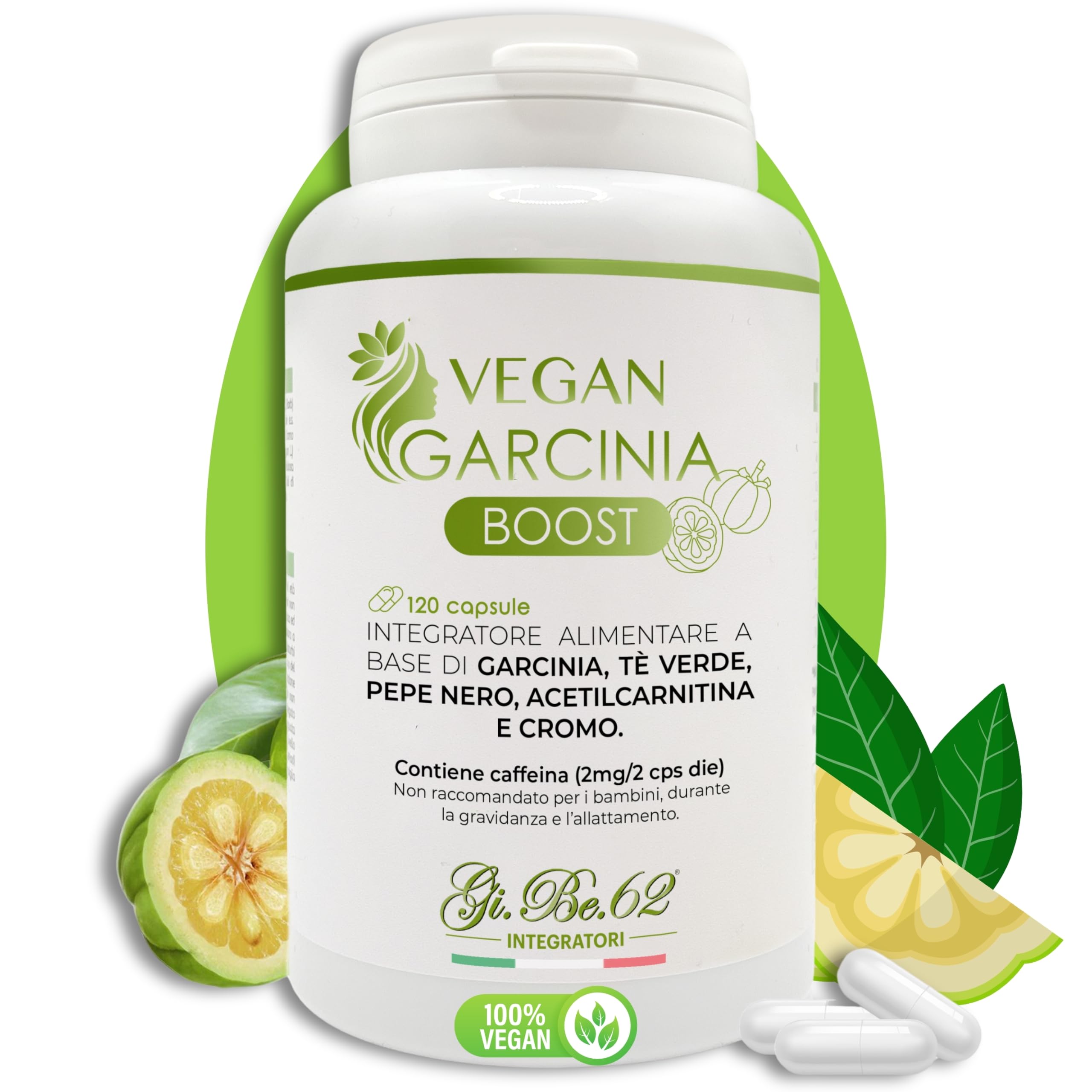 120 cps Garcinia Cambogia NATURALE | Rapida azione Efficace | con Pepe Nero Tè Verde | per donne e uomini ExtraForte Made in Italy