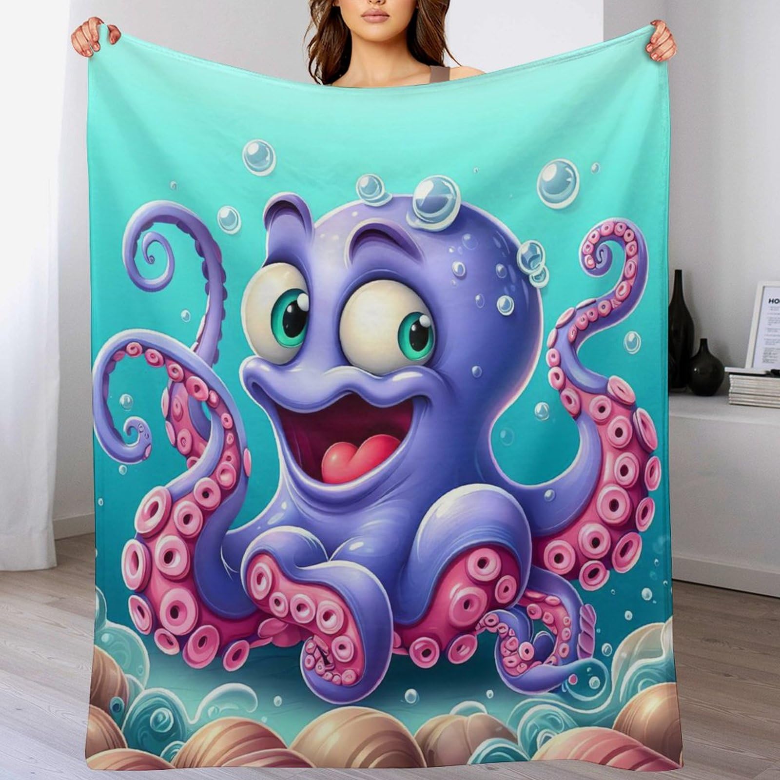 Couverture canapé chaude en flannel poulpe 150x200cm pour salon