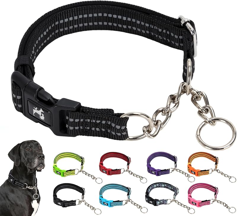 Coleira Martingale Refletiva para Cães com Fivela de Engate Rápido MAOWUWUJOZ (XL)