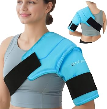 Comfytemp Shoulder Ice Pack Wrap for Injuries Reusable Gel, Physical Rotator Cuff Cold Therapy Arm Shoulder Sleeve for Pain Relief, Fracture, Arthritis, Surgery, Recovery S/M