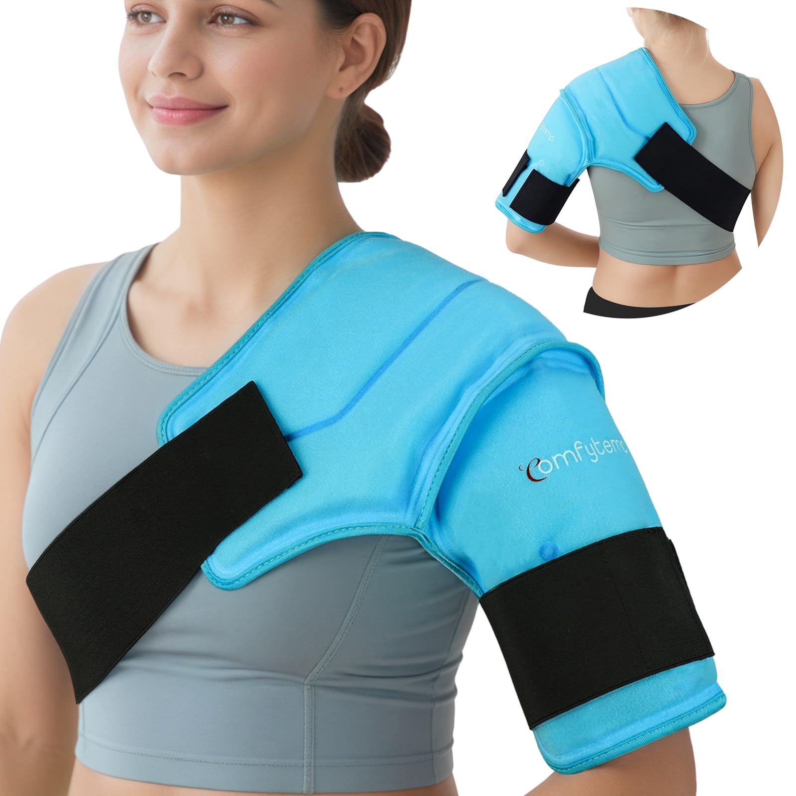 Comfytemp Shoulder Ice Pack Wrap for Injuries Reusable Gel, Physical Rotator Cuff Cold Therapy Arm Shoulder Sleeve for Pain Relief, Fracture, Arthritis, Surgery, Recovery (S/M)