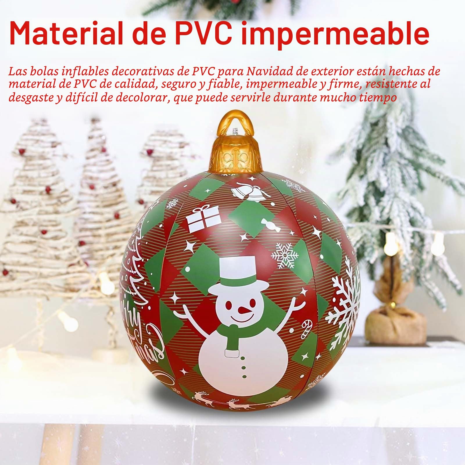 3 Piezas 60CM Bolas Navideñas Inflables Grandes, Decoración Gigante para Jardín, Patio y Exterior