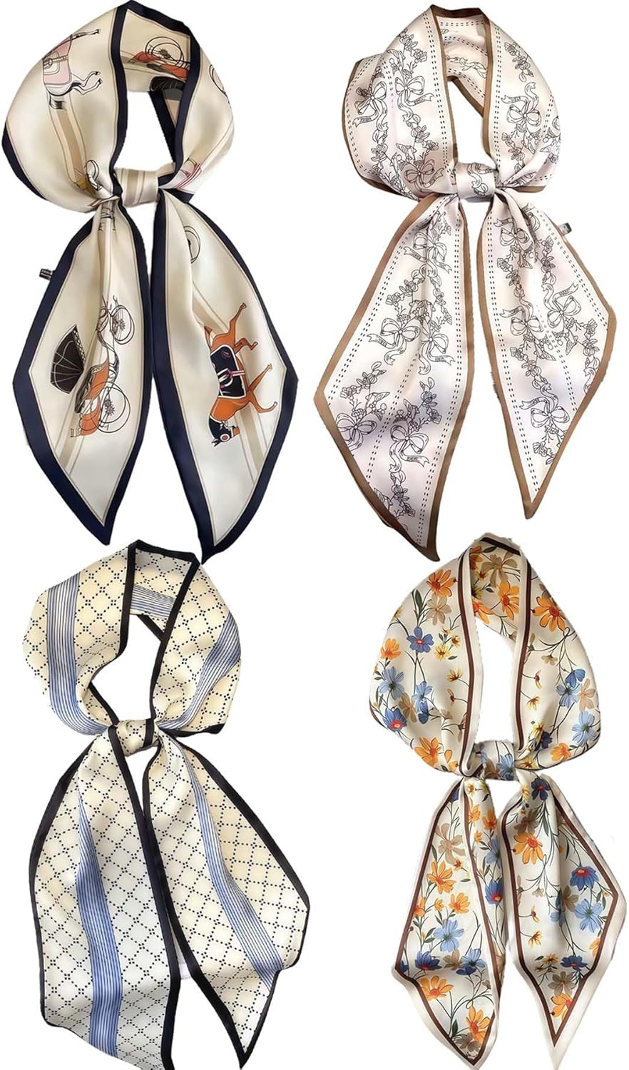 24PCS Fashion Scarves for Women Multifunctional Neck Scarves Purse Scarf Headbands for Bags Hair Accessories