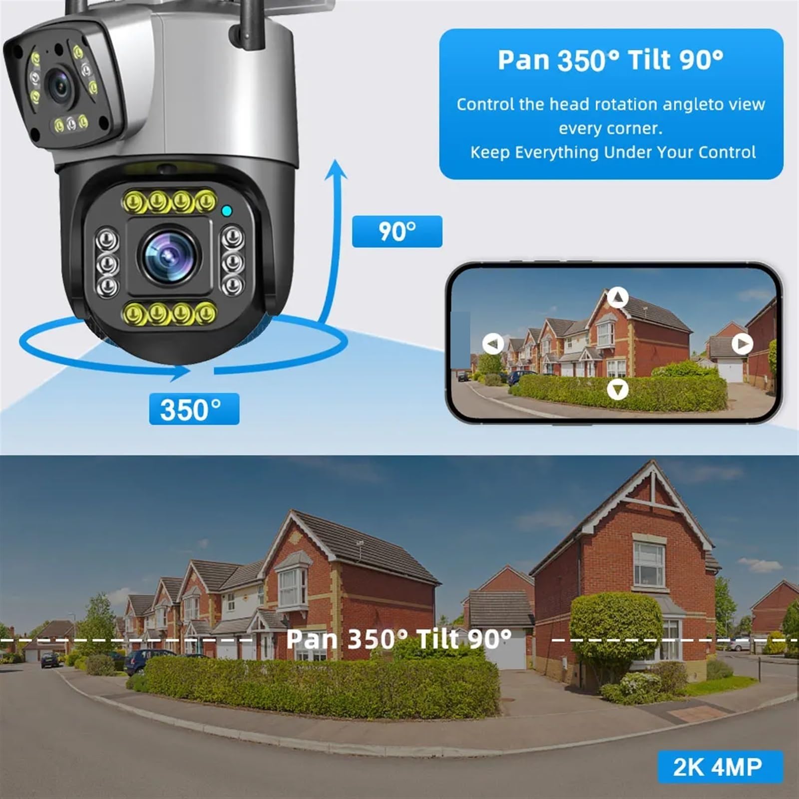 Kamery Monitoringu, Kamera IP 4G/WiFi 8MP 4K podwójny ekran Camara Monitor inteligentny dom zewnętrzna wodoodporna kamera telewizji przemysłowej PTZ ochrona bezpieczeństwa(8MP WiFi No Card)