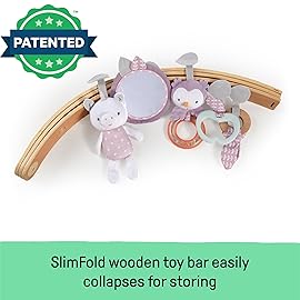 Ingenuity Cozy Spot Reversible Duvet Activity Gym & Play Mat with Wooden-Toy-bar - Calla (Pink), Newborn and up