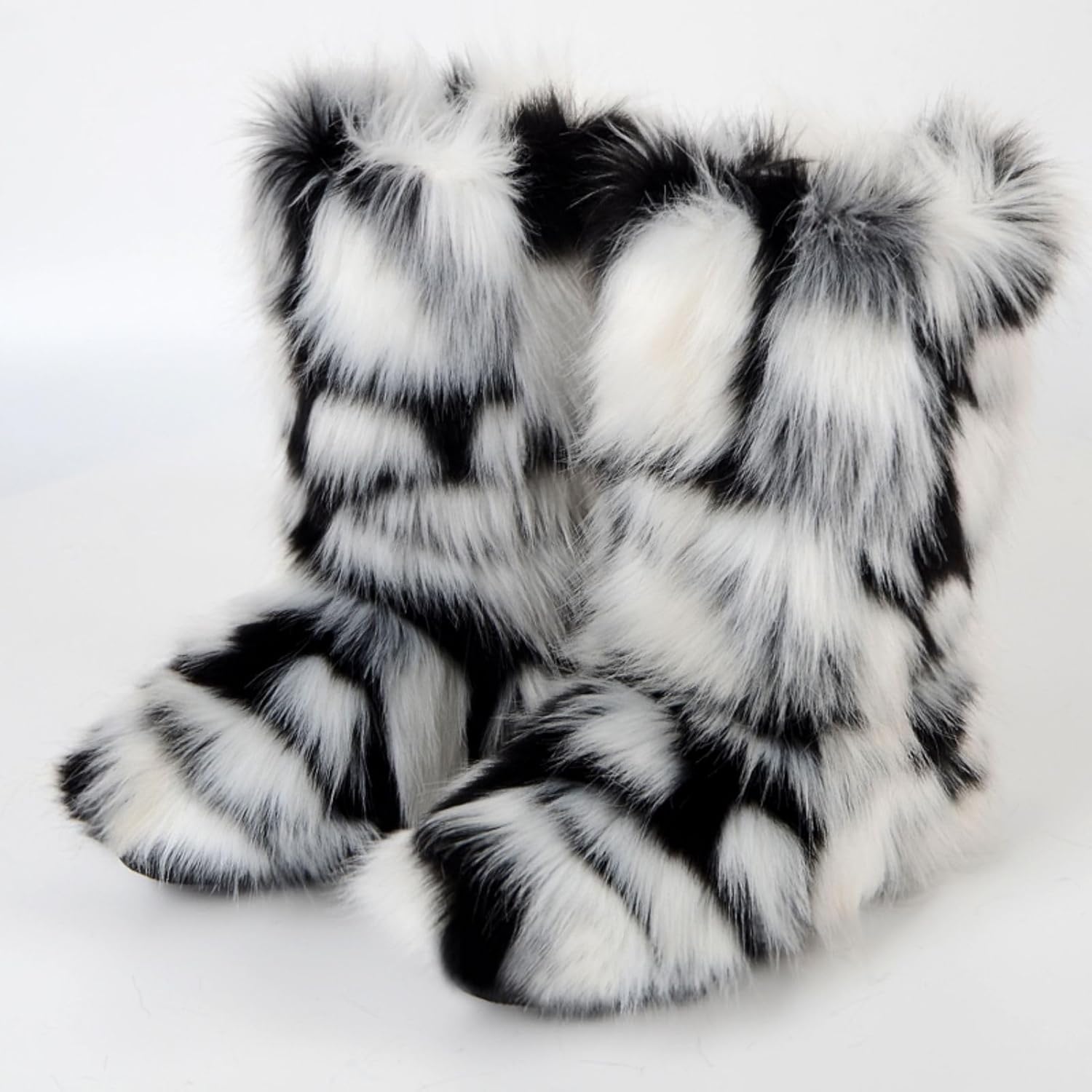 Girls Faux Fur Mid-Calf Snow Boot Winter Warm Furry Fluffy Shoes - Image 8
