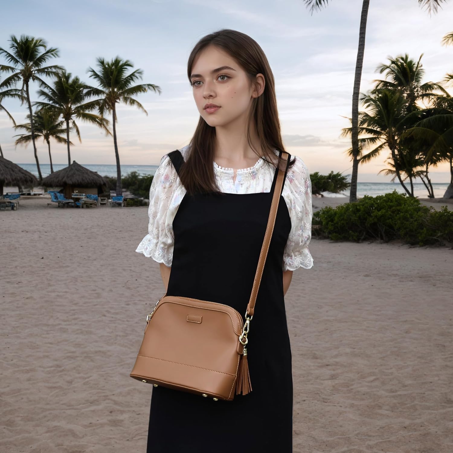 Zip Crossbody Bag for Women, Vegan Leather Phone Purse Shoulder Handbag with Adjustable Strap for Travel/Daily Use - Image 2