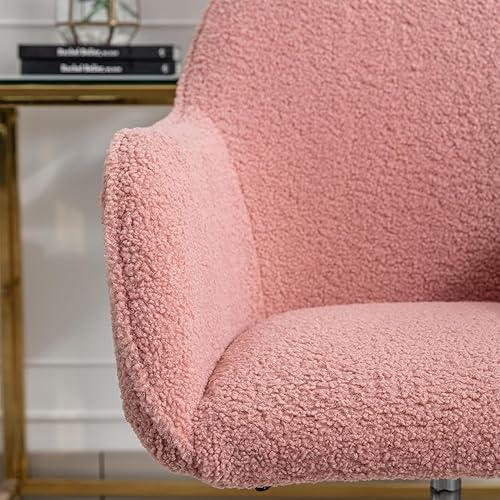 Miniatura 7 de Yoluckea Silla de escritorio moderna de piel sintética para mujeres, niñas y adolescentes, silla de escritorio giratoria ajustable rosa, silla de