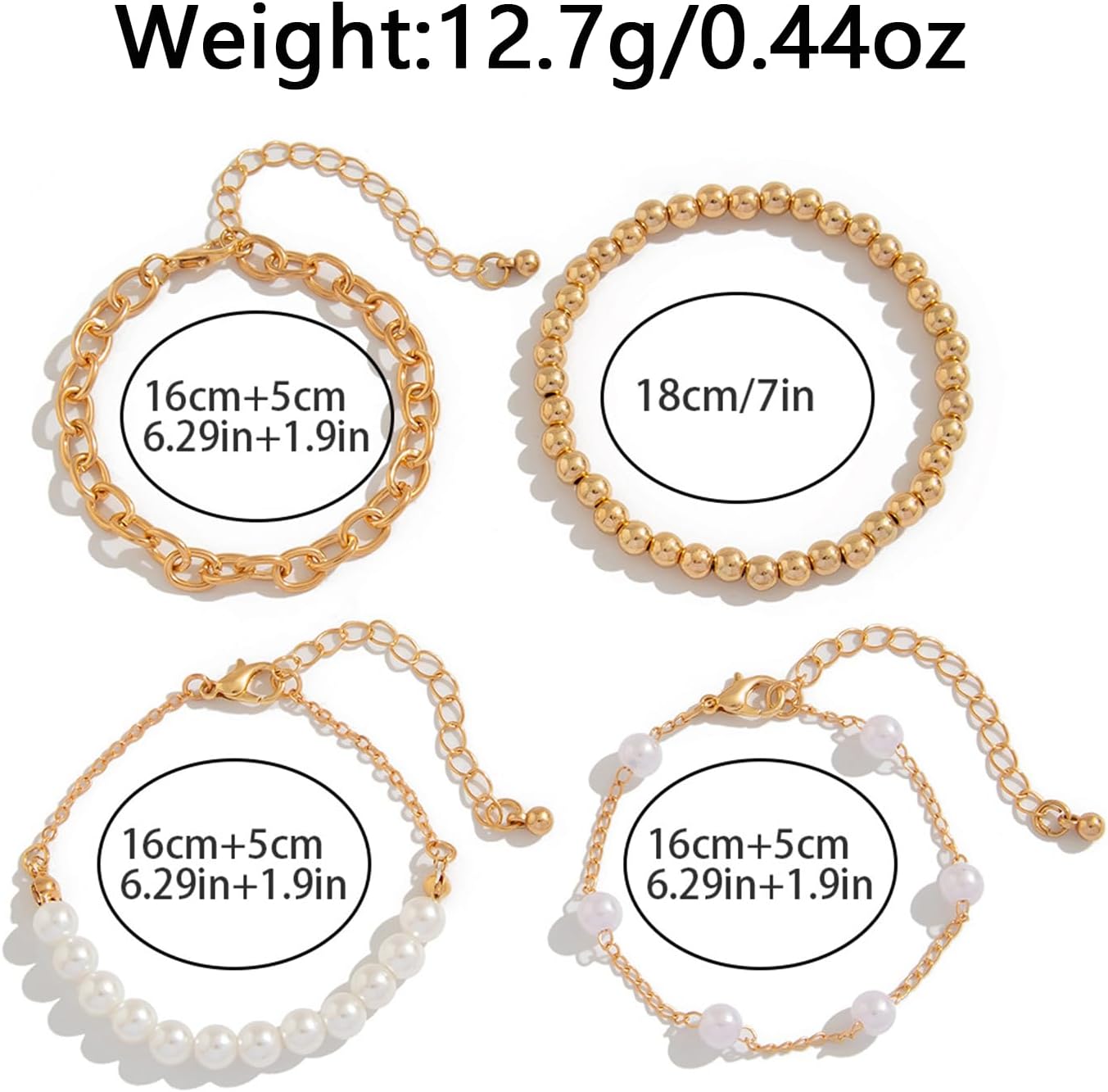 Gold Pearl Bracelets for Women Dainty 14K Gold Plated Stack Set Trendy Stackable Non Tarnish Cuban Link Chain Bracelets Jewelry Sets Gifts for Womem - Image 7