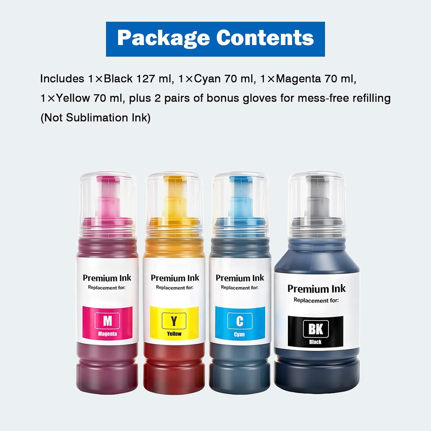 Replacement for EPT502 Ink Bottles Us with ET-2700 ET2750 ET2760 ET-2850 ET-3700 ET-3710 ET-3750 ET-3760 ET-3830 ET-3850 ET-4750 ET-4760 ET-4850 ET-15000 ST-2000 ST-3000 ST-4000 Printer (BK/C/M/Y)