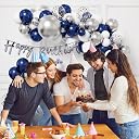 Party Propz Birthday Decoration Kit for Boys -57 Pcs, Blue Happy Birthday Decoration Kit, Blue Birthday Decorations for Husband,Blues and Silver Metallic Balloons for Birthday Decorations for Boys gallery image
