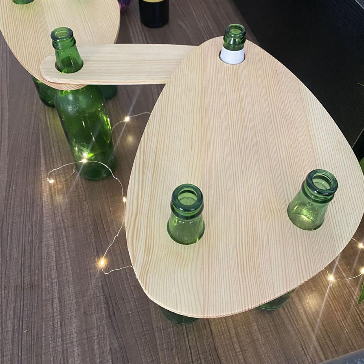 VICASKY Wooden Wine Bottle Serving Tray 3pcs Set Floating Charcuterie Boards Picnic Wine Cup Holder Nordic Style