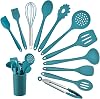 Homikit Kitchen Utensil Set 12-Piece Silicone Cooking Utensils Cookware Set Heat-resistant Cooking Cutlery with Utensil Holder Healthy and Non-Stick Dishwasher Safe Blue