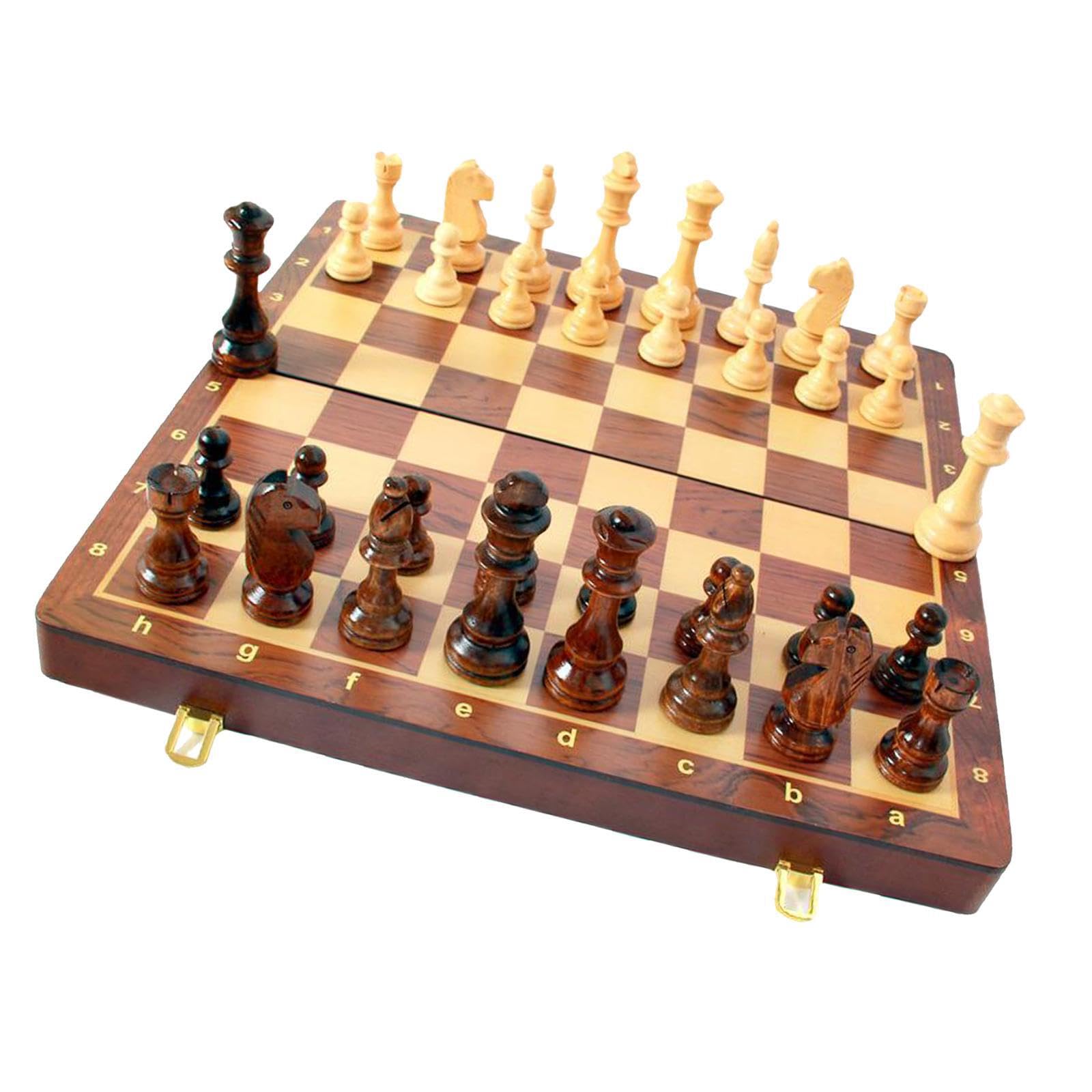 Soirée Jeux inoubliable avec Un Jeu d'échecs en Bois, Pliable et Facile à Transporter. Pièces en Palissandre fabriquées à la Main incluses. Jeu