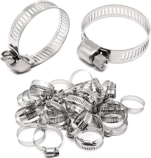 YuGtcen Hose Clamp, 32pcs Hose Clamps Stainless Steel 304, Adjustable 3/4"-1-1/4" (18-32mm),Width 8mm, Worm Gear Hose Pipe Clamp Fuel Line Clamp Radiator Hose Clamps for Plumbing, Tube