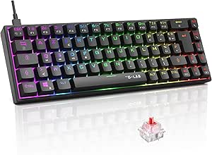 The G-Lab - Keyz Titanium - Clavier Gaming 65% AZERTY, USB - Clavier Mecanique Switch Rouge - RGB 100% Personnalisable, Anti-Ghosting, Macros programmables - pour PC, PS4, PS5, Xbox - New (Noir)