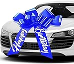 30 Inch Car Bow, Giant Gift Wrapping Bow for Large Presents, Pull Ribbon Decoration for Birthday Hood Display, Holiday Surprise, Sedan SUV(Blue)