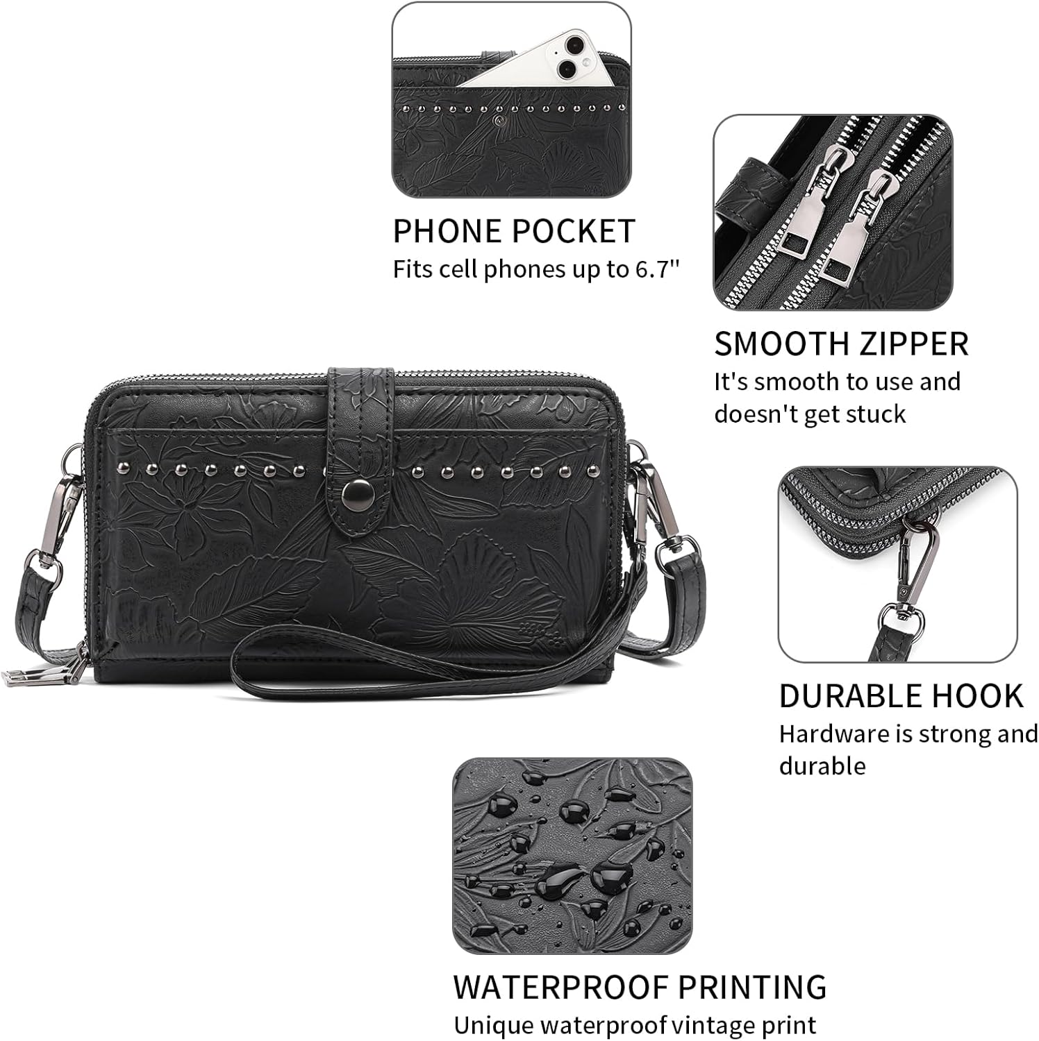 SENDEFN Wristlet Wallet Small Cell Phone Purse Crossbody Bags for Women | Small, Cell Phone Purse - Image 5