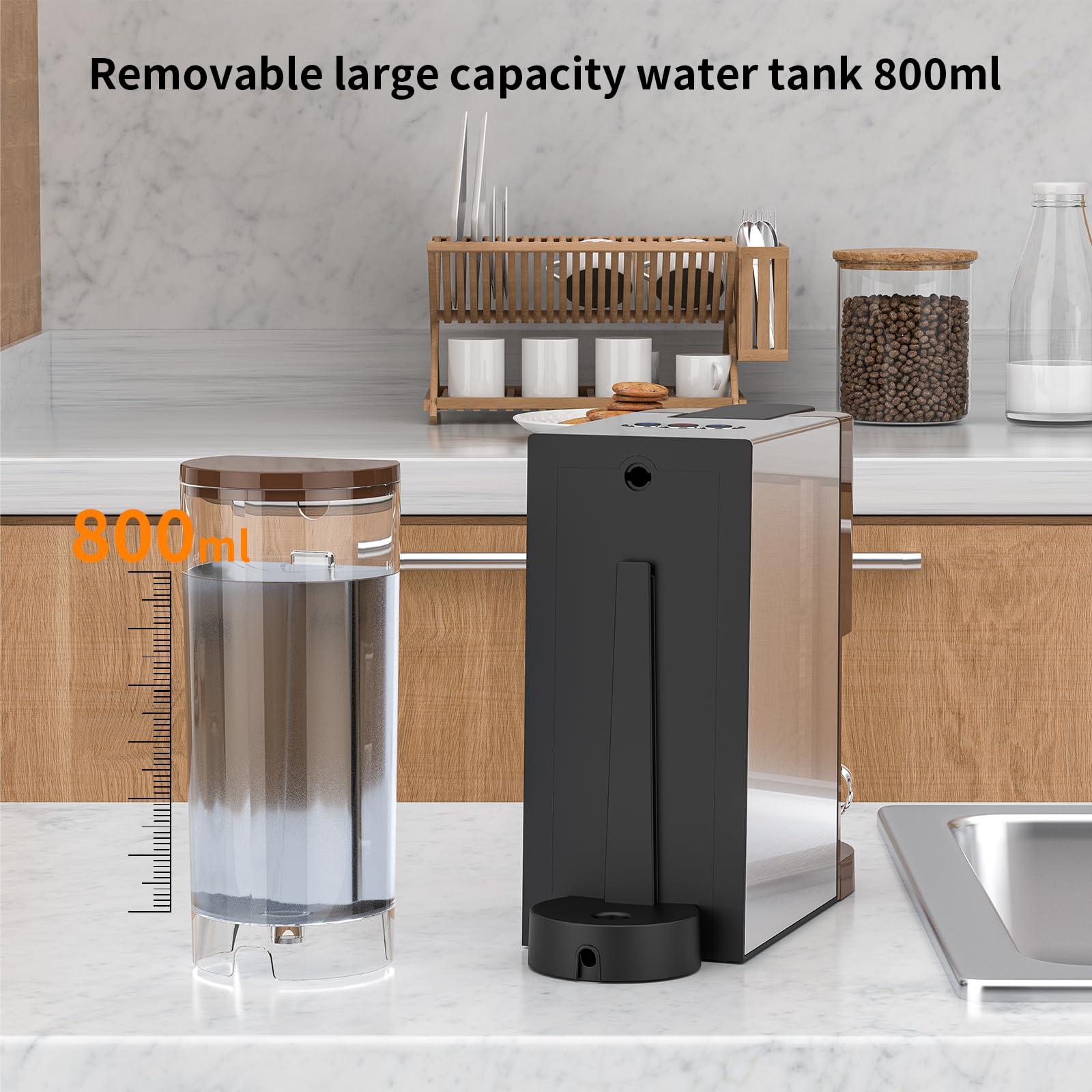 KOTLIE Kaffeemaschine, 4-in-1-Kaffeemaschine für NES/DG/Kaffeepulver/ESE(44mm),19 Bar,800ml