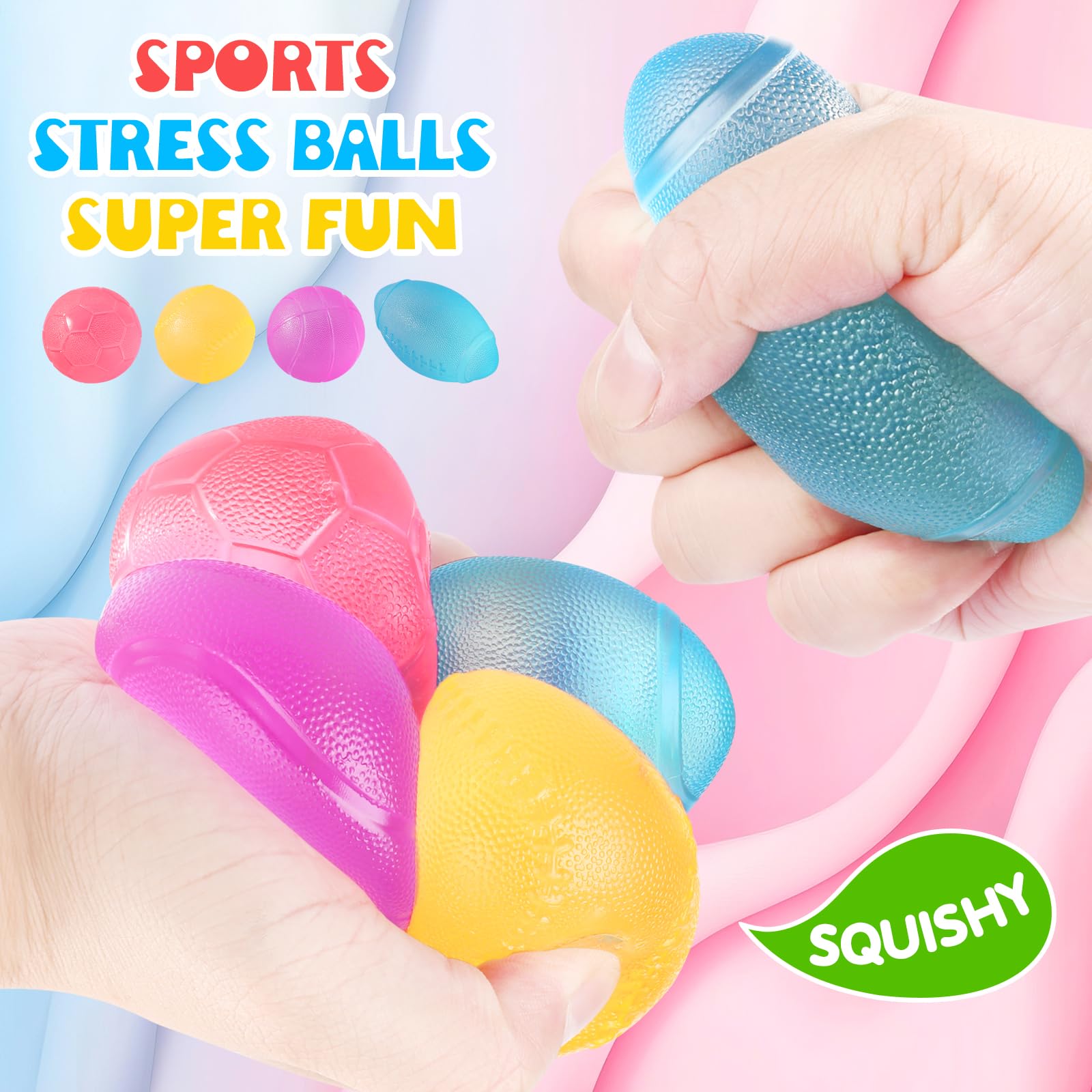 4 Pack Fidget Toys Stress Balls, Malt Sugar Squishy Sensory Stress Balls for Kids & Adults, Green, Orange, White, Black - Image 2