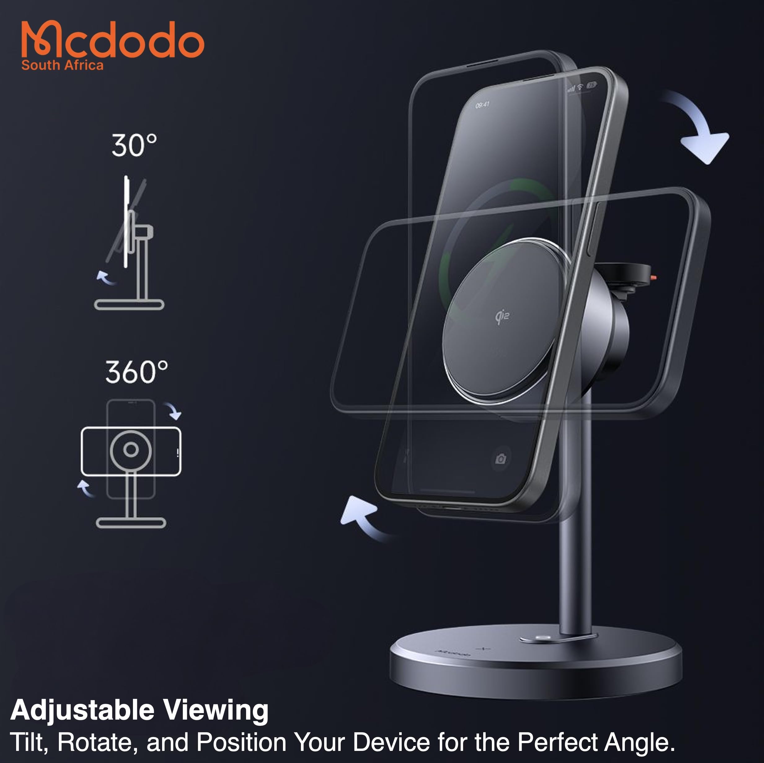 Mcdodo CH-2462 3in1 15W MagQ Qi2 Magsafe iPhone Kablosuz Şarj Standı Siyah Ürün Görseli 4