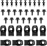 Ypoyney 35PCS Black Engine Splash Shield Bolts Clips Kit - Universal Fender Liner Rivets U-Nuts for Bumpers Skid Plates