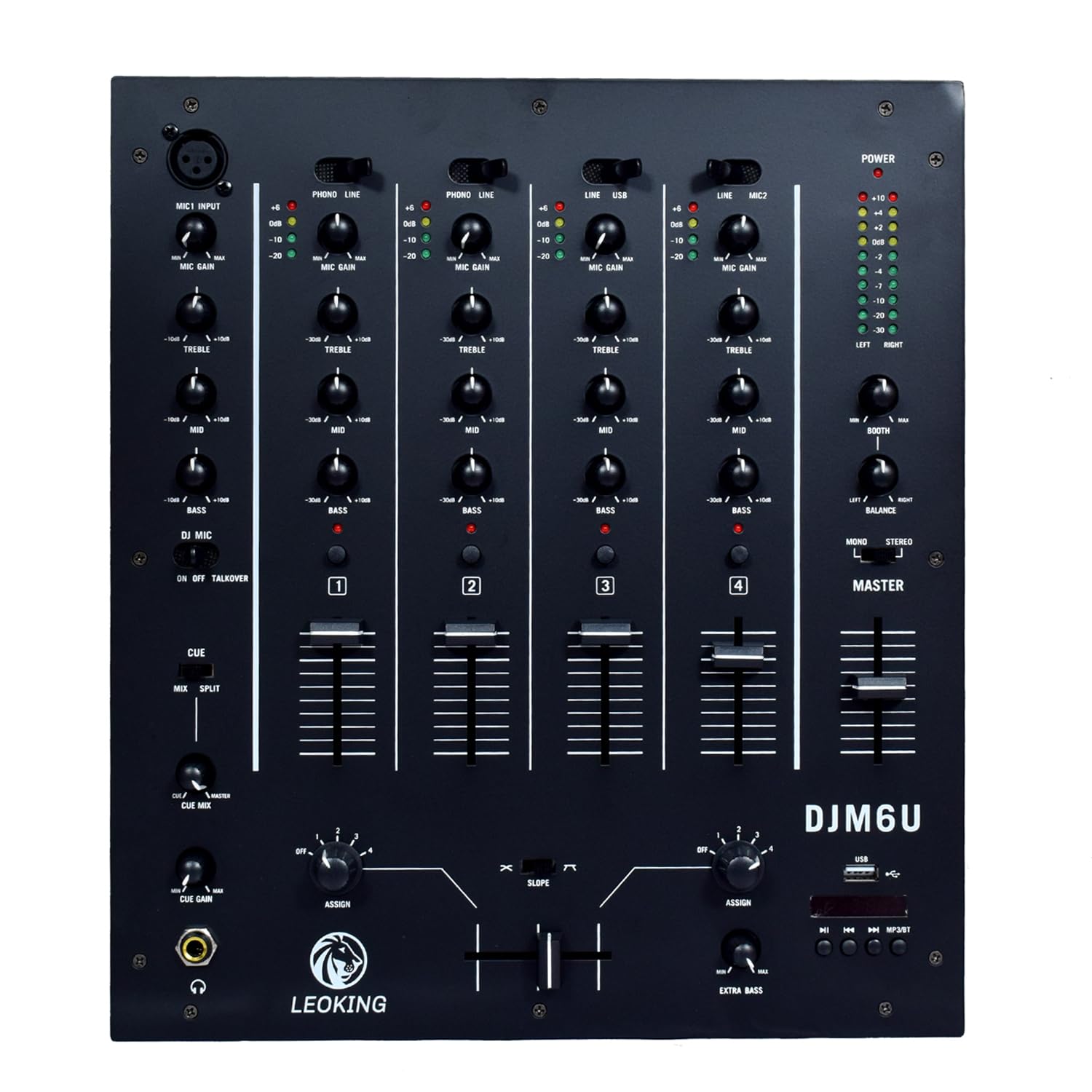 kh 4 Channel DJ Mixer Extra Bass 4 Channel DJ Controller with Bluetooth, 3-Band EQ, Professional Sound Digital Mixing System, Slider Controls, Speed Control, Gain Treble, MID, Bass-picture-34