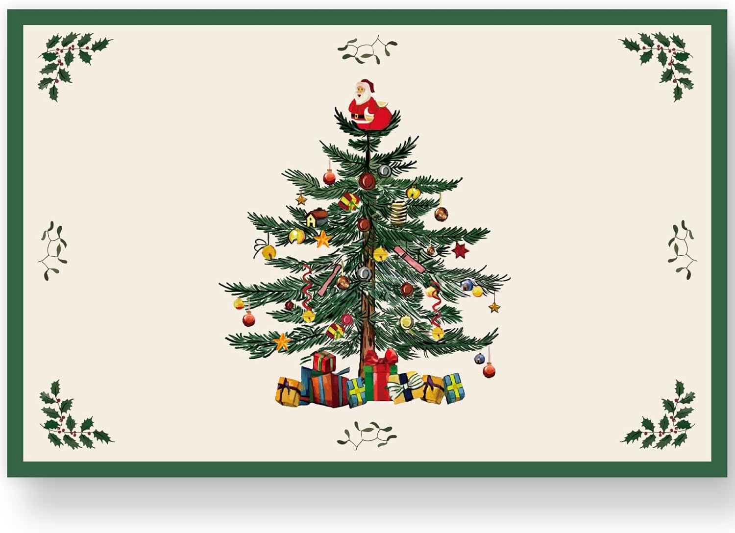 50 Pack Christmas Paper Place Mats Vintage Xmas Tree Gift Box Santa Placemats 11 x 17 Inch Retro Table Mats for Winter Holiday Birthday Dinner Table Setting