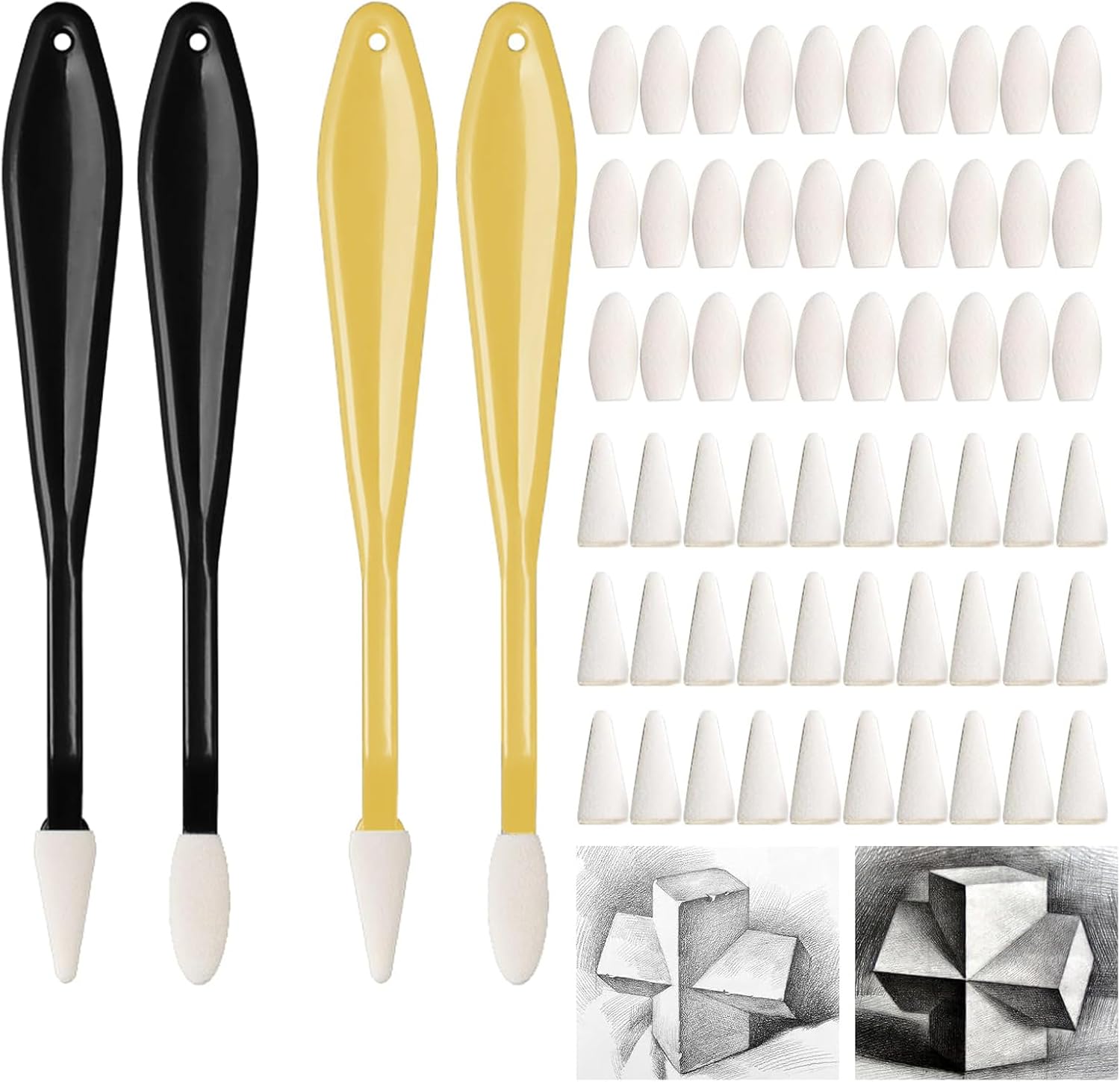 60PCS Blending Stumps, 4PCS Sketch Wiper, Sponge Blending Stumps for