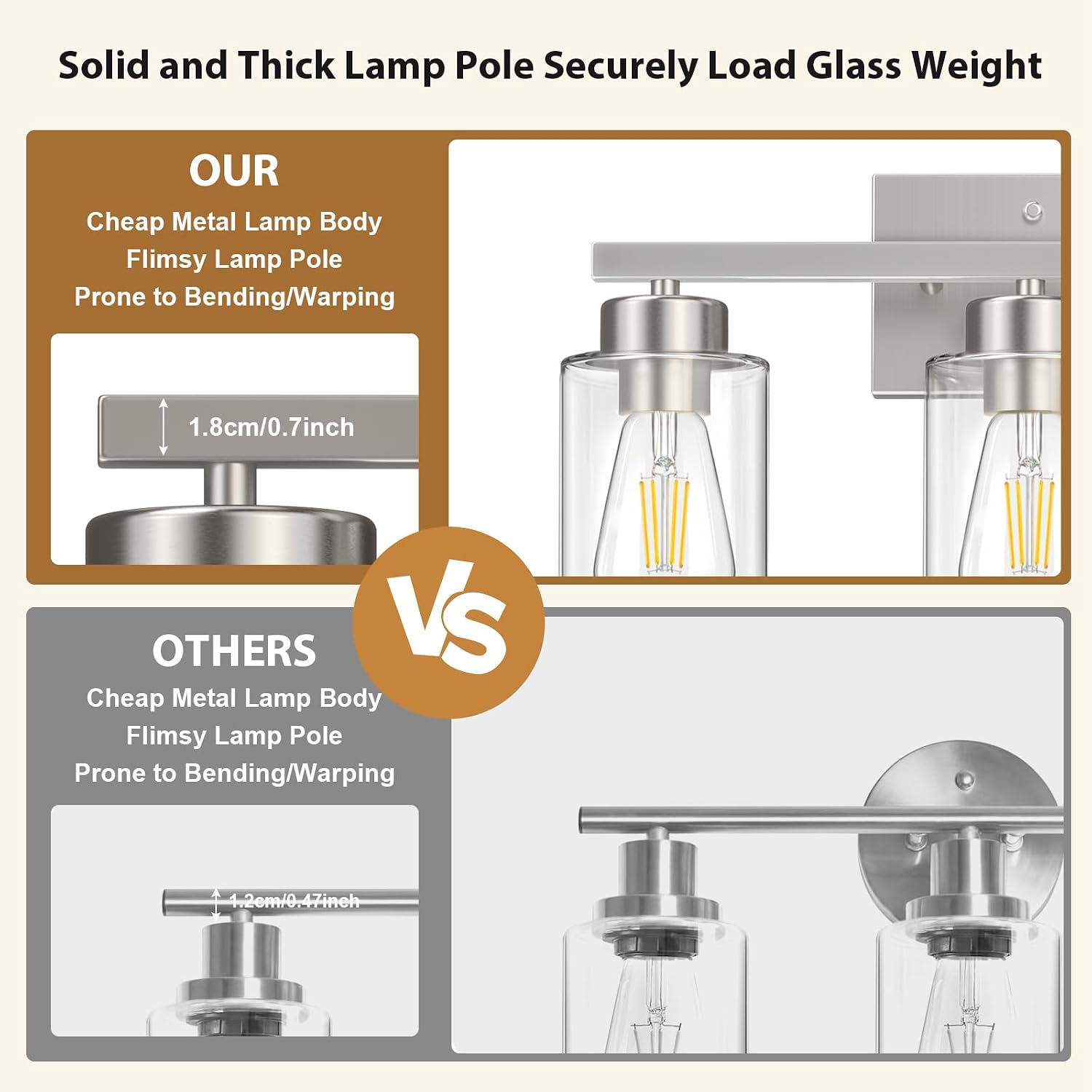 IZORRO Bathroom Light Fixtures, Modern Vanity Lights, Bathroom Lighting Fixtures Over Mirror with Clear Glass Shade, Wall Sconce for Living Room Cabinet Bedroom (Brushed Nickel, 4-Light) image 3