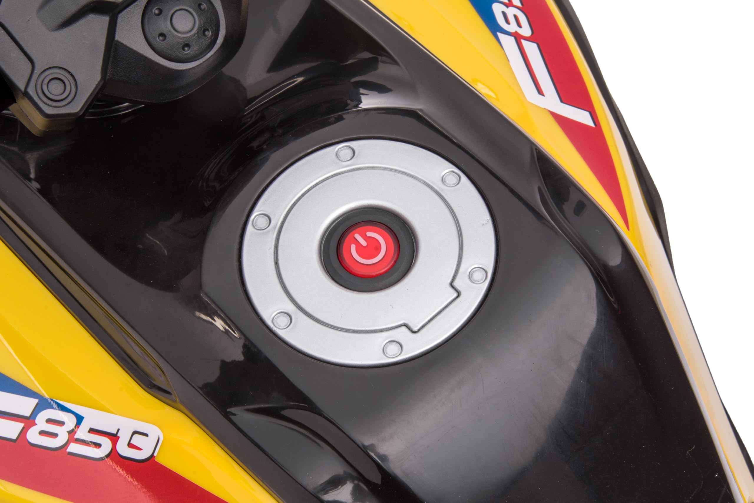 ATAA Elektrisches Motorrad für Kinder BMW GS F850, 12 V, Gelb, mit Rollen aus EVA und LED
