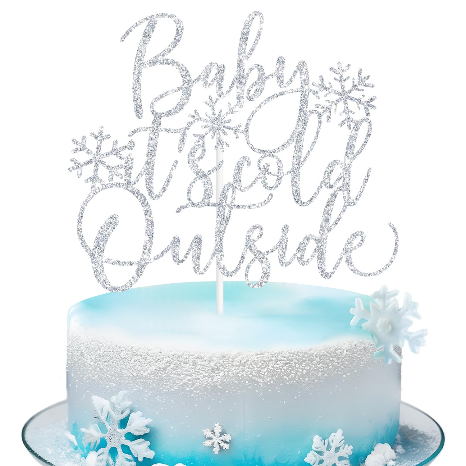 Photo 1 of Baby It's Cold Outside Cake Topper, Sweet Little Snowflake, Winter Snowflake Theme Baby Shower Gender Reveal Party Decorations