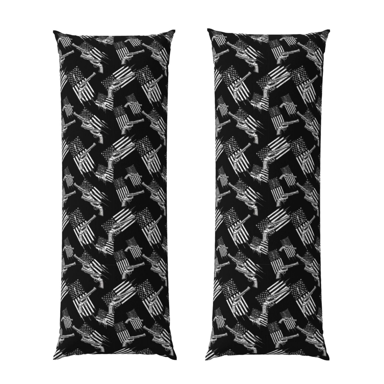 Body Pillow Cover 20x54 Inch, Black and White Design American Flag, Soft Long Pillowcase with Hidden Zipper, Breathable Cushion Protector for Bed Couch Sofa Home