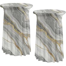 ArtSocket Cocktail Table Covers, Ruffle Skirt, 2-Pack, Spandex Marble