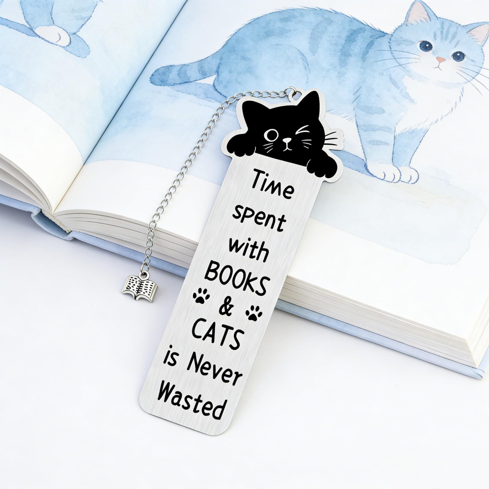 Segnalibro con gatto nero Segnalibri per donne Gatti Segnalibro per gli amanti del libro Simpatico gattino Libri Marchi per la lettura Donne Bambini Uomini Gatti neri Amanti Regali Bookish Regali