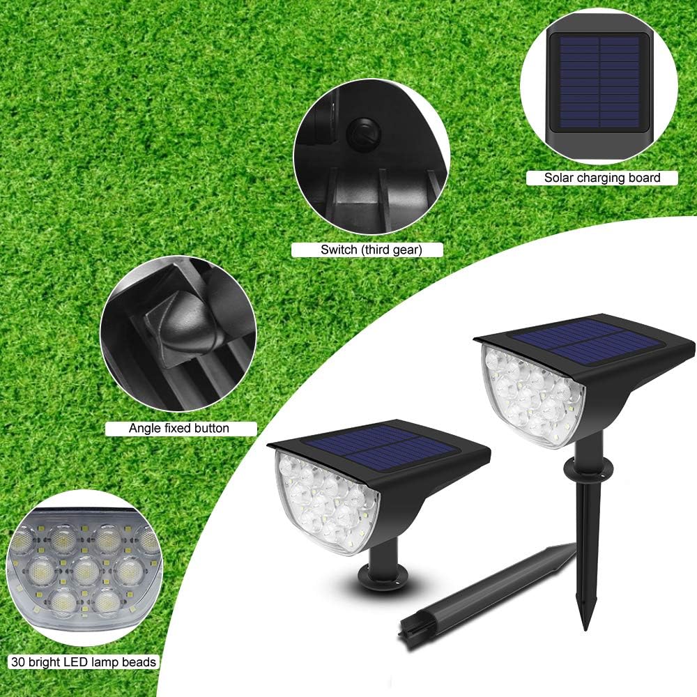 Limited Stock Solar Landscape Spotlights, 30 LED Waterproof Outdoor Wall Lights, Solar Powered Warm White 3000K Security Light, Wireless Landscaping Light for Yard Garden Driveway Porch Walkway Pool Patio, 4 Pack