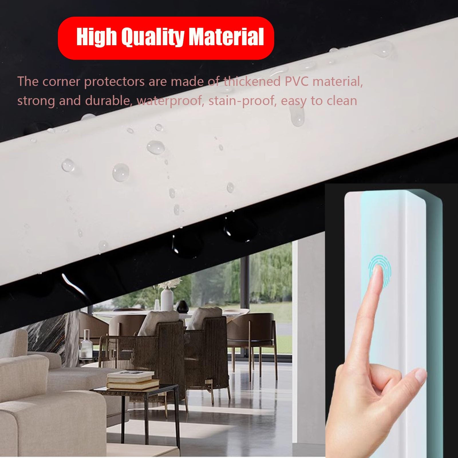 Protector de Esquina de Pared Blanco, Forma de L Extra Grueso para Proteger Paredes Armarios Muebles Mesa Bordes Afilados, 35/39/43/47/51/55/59Inch Largo ( Color : W 4.5cm(1.8in) , Size : 160cm/63in )