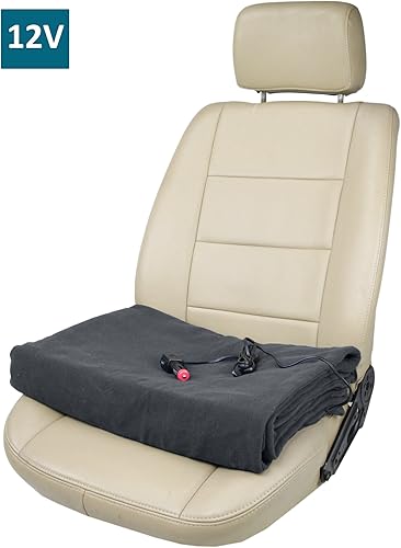 Miniatura 5 de ObboMed SH-4210G - Manta eléctrica ultra suave de lujo de 12 V, 60 W, lujosa y cómoda manta térmica de forro polar para automóvil, vehículo, gris,