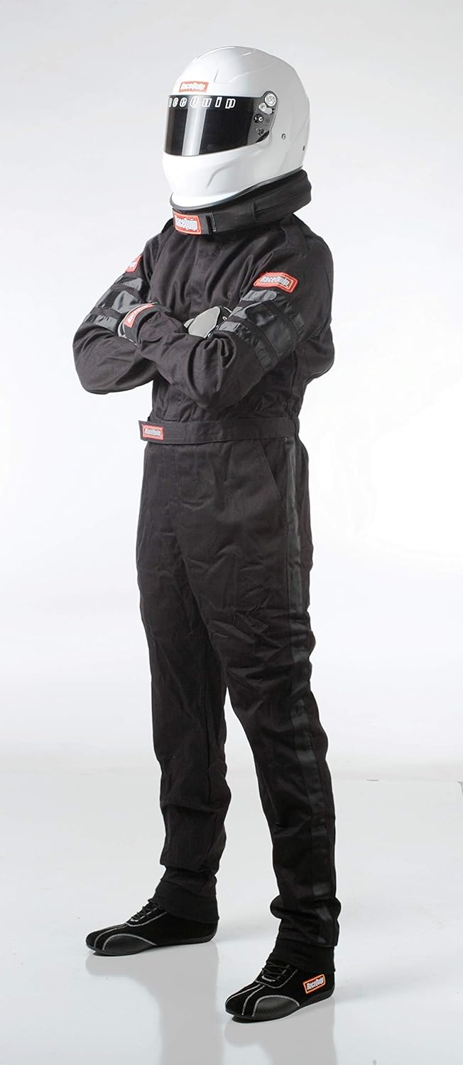 RaceQuip Racing Driver Fire Suit One Piece Single Layer SFI 3.2A/ 1 Black X-Large 110006 : Automotive