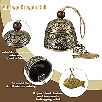 Vista 4 de Jetec 4 carillones de viento Feng Shui para la buena suerte, 3 campanas de viento, vintage, campanilla de dragón vintage para riqueza, hogar