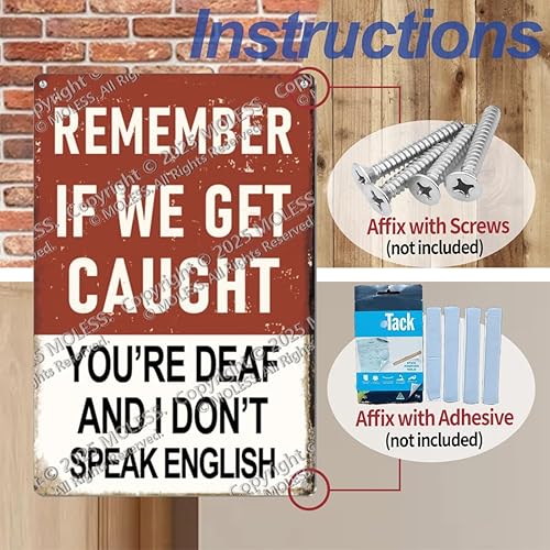 Miniatura 5 de Letrero divertido de barra o cueva de hombre con texto en inglés "Remember If We Get Caught"  Letreros de cerveza de metal vintage duraderos de 12 x