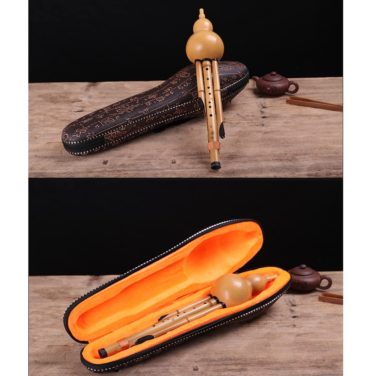 Flauta De Calabaza De Rango Amplio De 9 Agujeros Flauta De Calabaza De Bambú Hecha A Mano Tocar El Instrumento Flautín para Principiantes Do Bemol Si Bemol Cucurbitáceas (Color : Wood, S : B-Flat)