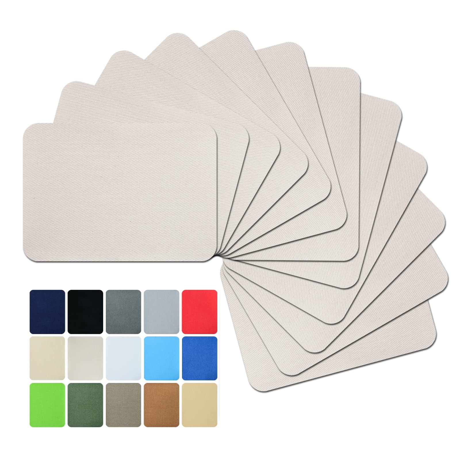 Premium Quality Fabric Repair Patches Iron-on Patches for Clothing Inside &amp; Outside Strongest Glue Cotton 3" by 4-1/4" (7.5 cm x 10.5 cm)… (12PCS-Beige)