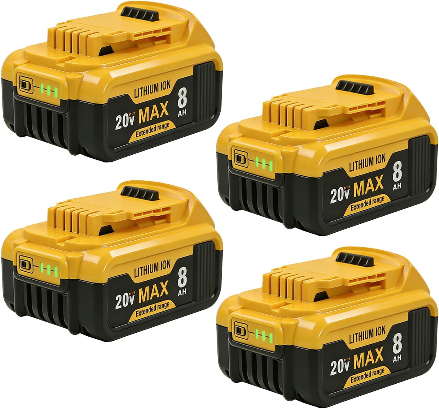SANIU 4-Pack 8.0Ah Replacement for Dewalt 20V MAX Battery Shell Compatible with Dewalt 20-Volt DCB208 DCB206 DCB204 DCB200 DCB201 DCB203 DCB181 DCB180 Cordless Power Tools