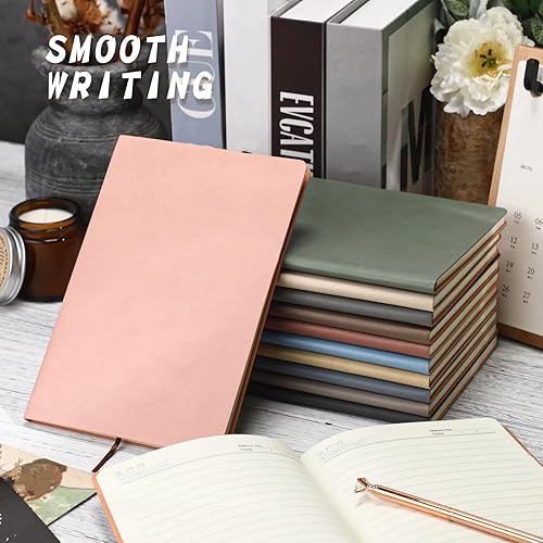 Miniatura 7 de PerKoop 24 diarios de piel sintética A5, cubierta de piel sintética suave, a rayas, cuaderno de escritura rayado para oficina, escuela, negocios,