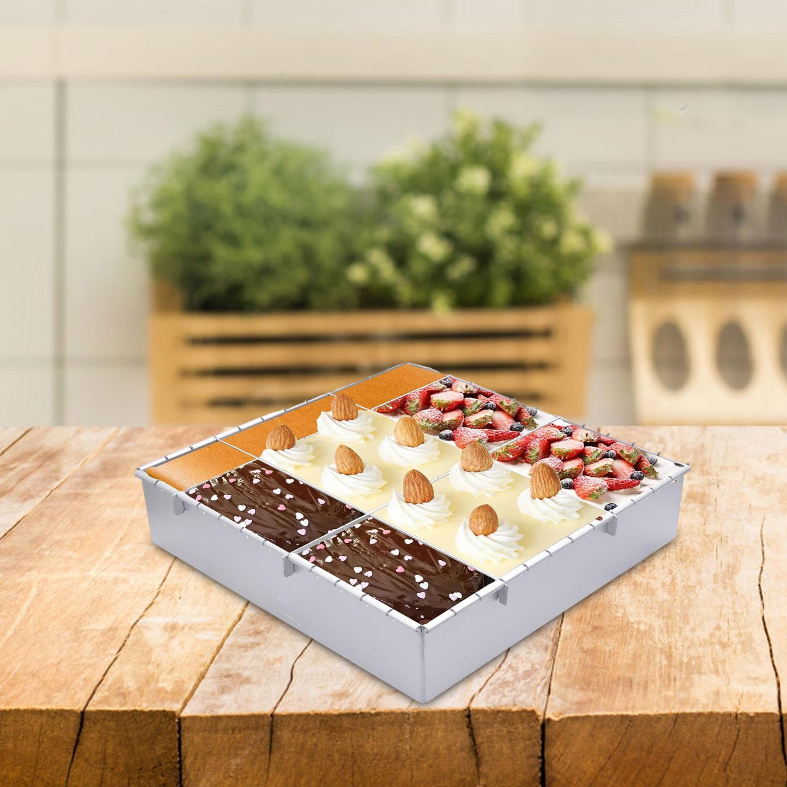Stampo per torte regolabile, stampo quadrato da 3,5 a 30,5 cm, strumento | di cottura multifunzione, per torte, per cottura, pasticceria, dessert, cheesecake e preparazione di torte fatte in casa (25,