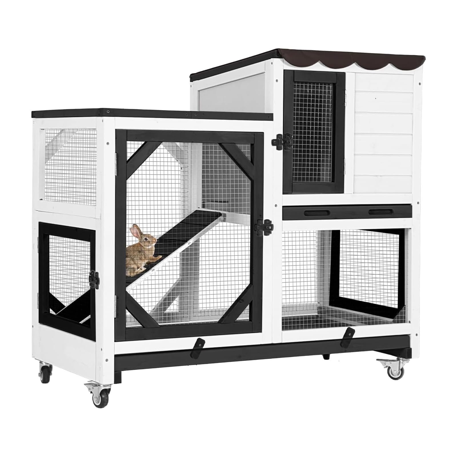 GUTINNEEN Rabbit Hutch Indoor 2 Story Guinea Pig Cage