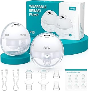 Paruu Extractor de leche manos libres P16, extractor de leche portátil Electirc portátil con 4 modos y 12 niveles, máximo 309 mmHg fuerte succión 19/21/0.945 in, insertos de brida portátil, bomba de