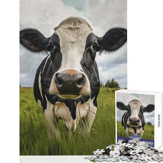 Rompecabezas con Retrato de Vaca Holstein 1000 Piezas Mejora la Mente Diversión Garantizada Encaja…