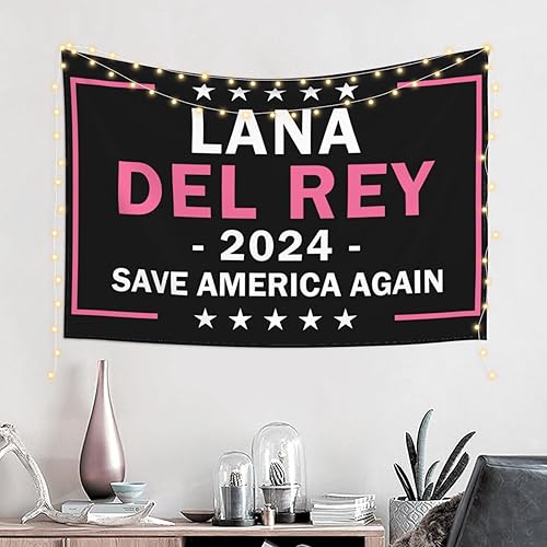 Miniatura 2 de Tapiz de lana con diseño de cantante estadounidense Dels Rays, telón de fondo para colgar en la pared, arte de pared con bandera estadounidense,